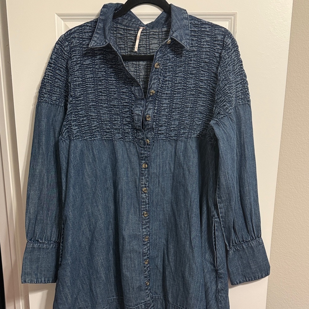 Blue Denim Button-Up Dress
